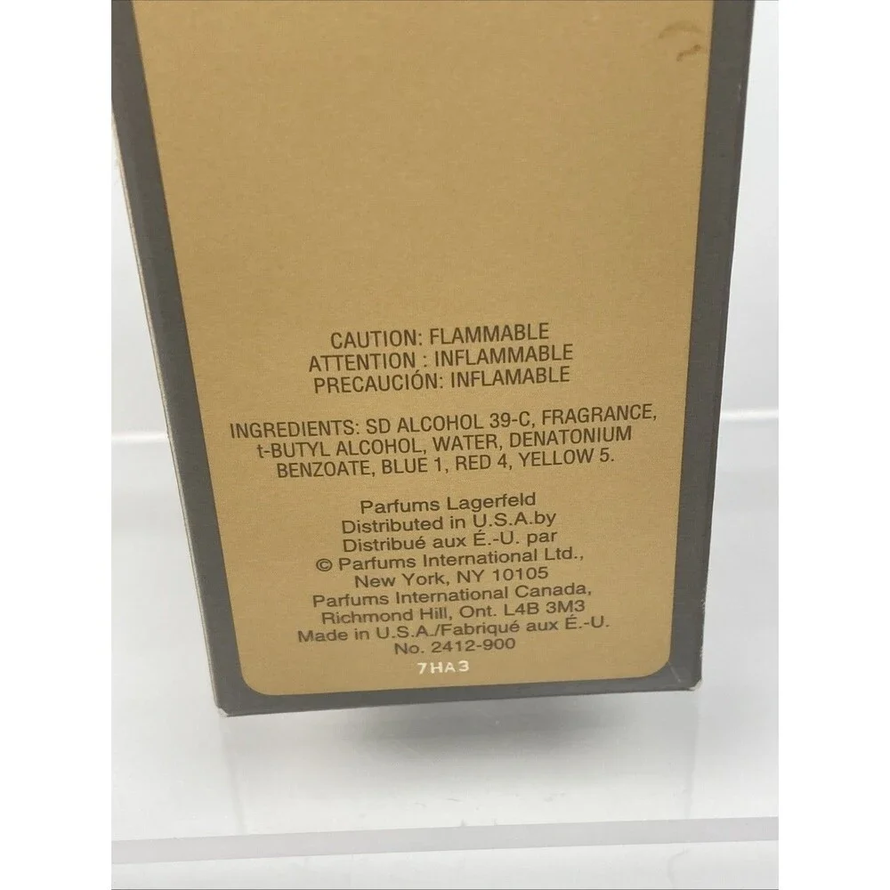 Vintage Lagerfeld Cologne 2 oz 60ml Splash Bottle w Box Karl Lagerfeld Parfums